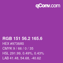カラーコード: RGB 151 56.2 165.6 | qconv.com