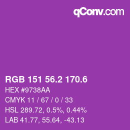 カラーコード: RGB 151 56.2 170.6 | qconv.com