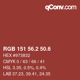 カラーコード: RGB 151 56.2 50.6 | qconv.com
