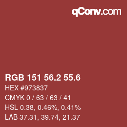 カラーコード: RGB 151 56.2 55.6 | qconv.com