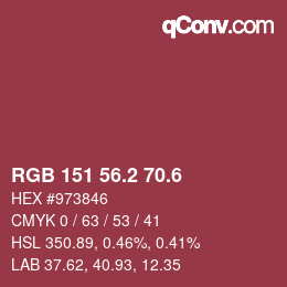 カラーコード: RGB 151 56.2 70.6 | qconv.com