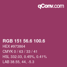 カラーコード: RGB 151 56.6 100.6 | qconv.com