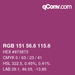 カラーコード: RGB 151 56.6 115.6 | qconv.com