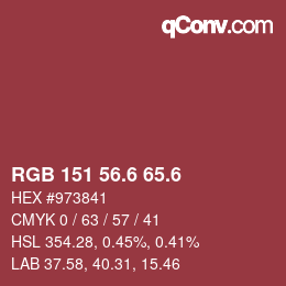 カラーコード: RGB 151 56.6 65.6 | qconv.com