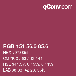 カラーコード: RGB 151 56.6 85.6 | qconv.com