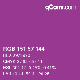Color code: RGB 151 57 144 | qconv.com