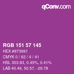 Color code: RGB 151 57 145 | qconv.com