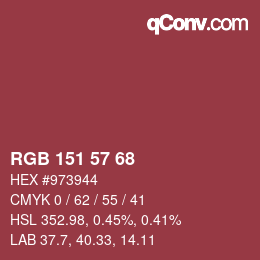 カラーコード: RGB 151 57 68 | qconv.com