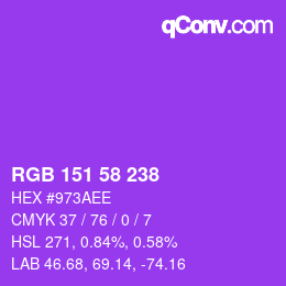 Color code: RGB 151 58 238 | qconv.com