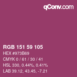 Color code: RGB 151 59 105 | qconv.com