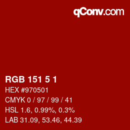 カラーコード: RGB 151 5 1 | qconv.com