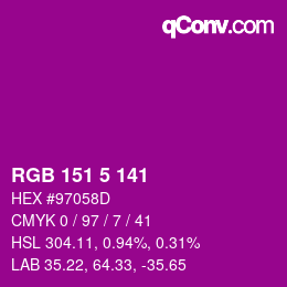 Color code: RGB 151 5 141 | qconv.com