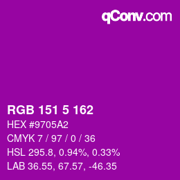 カラーコード: RGB 151 5 162 | qconv.com