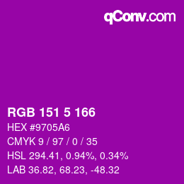 Color code: RGB 151 5 166 | qconv.com