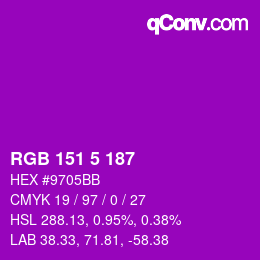 カラーコード: RGB 151 5 187 | qconv.com