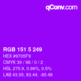 Color code: RGB 151 5 249 | qconv.com