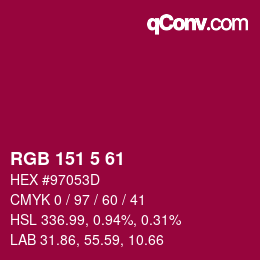 Color code: RGB 151 5 61 | qconv.com