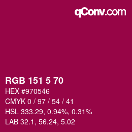 Color code: RGB 151 5 70 | qconv.com
