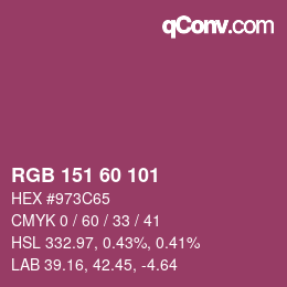 Color code: RGB 151 60 101 | qconv.com