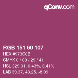 颜色代码: RGB 151 60 107 | qconv.com