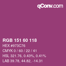 颜色代码: RGB 151 60 118 | qconv.com