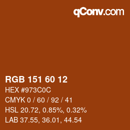 カラーコード: RGB 151 60 12 | qconv.com