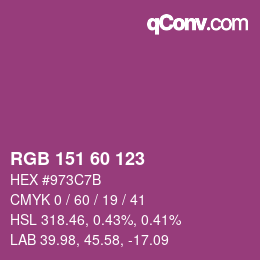 カラーコード: RGB 151 60 123 | qconv.com