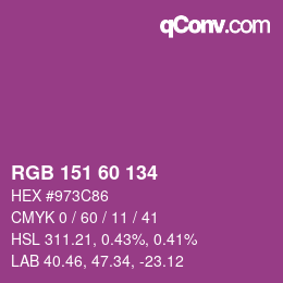 カラーコード: RGB 151 60 134 | qconv.com