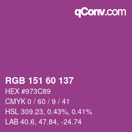 Color code: RGB 151 60 137 | qconv.com