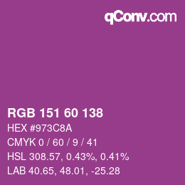 Color code: RGB 151 60 138 | qconv.com