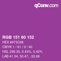 カラーコード: RGB 151 60 152 | qconv.com