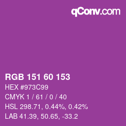 カラーコード: RGB 151 60 153 | qconv.com