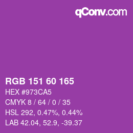 颜色代码: RGB 151 60 165 | qconv.com