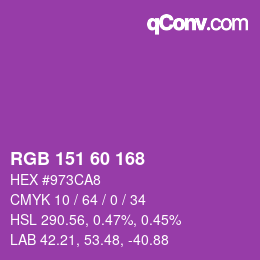Color code: RGB 151 60 168 | qconv.com