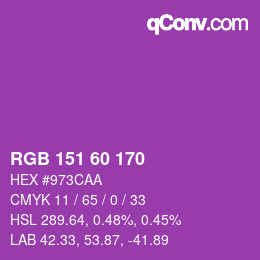 カラーコード: RGB 151 60 170 | qconv.com