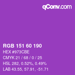 颜色代码: RGB 151 60 190 | qconv.com