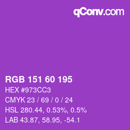 颜色代码: RGB 151 60 195 | qconv.com