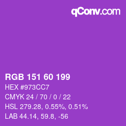 カラーコード: RGB 151 60 199 | qconv.com