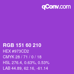 カラーコード: RGB 151 60 210 | qconv.com