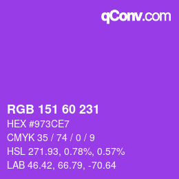 颜色代码: RGB 151 60 231 | qconv.com
