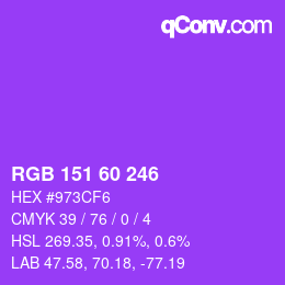 カラーコード: RGB 151 60 246 | qconv.com