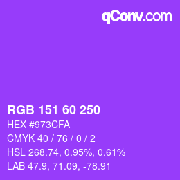 カラーコード: RGB 151 60 250 | qconv.com