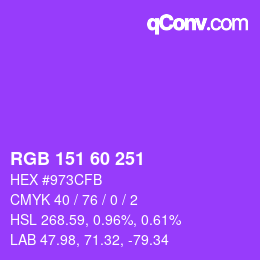 カラーコード: RGB 151 60 251 | qconv.com