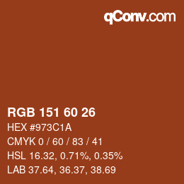 Color code: RGB 151 60 26 | qconv.com