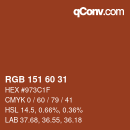 カラーコード: RGB 151 60 31 | qconv.com