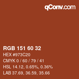 カラーコード: RGB 151 60 32 | qconv.com