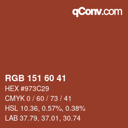 カラーコード: RGB 151 60 41 | qconv.com