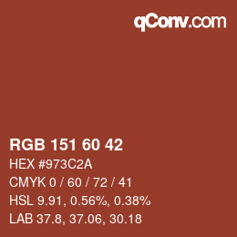 カラーコード: RGB 151 60 42 | qconv.com