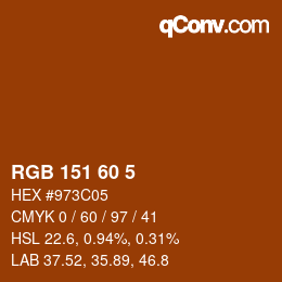 カラーコード: RGB 151 60 5 | qconv.com