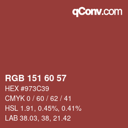カラーコード: RGB 151 60 57 | qconv.com
